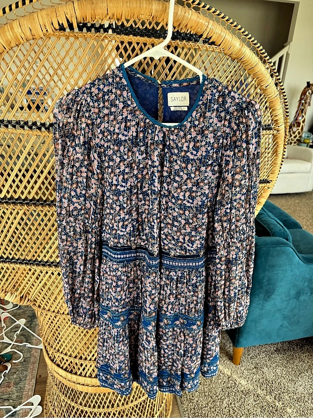 Saylor Floral Mini Dress in Blue & Pink Size Small